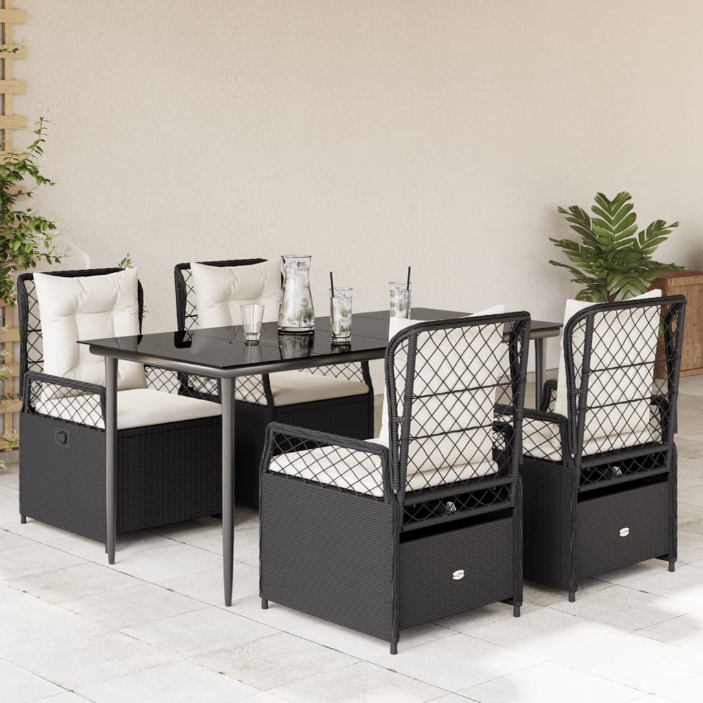 5-delige Tuinset met kussens poly rattan zwart is nu te koop bij PeponiXL, paradijselijk wonen!
