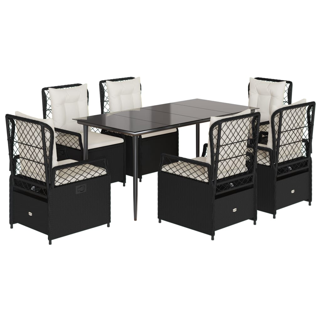 7-delige Tuinset met kussens poly rattan zwart is nu te koop bij PeponiXL, paradijselijk wonen!