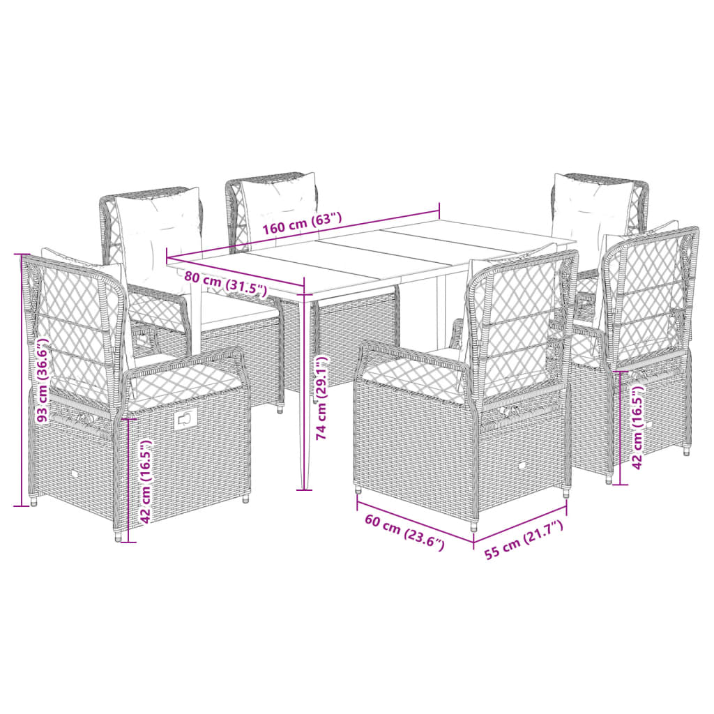 7-delige Tuinset met kussens poly rattan zwart is nu te koop bij PeponiXL, paradijselijk wonen!