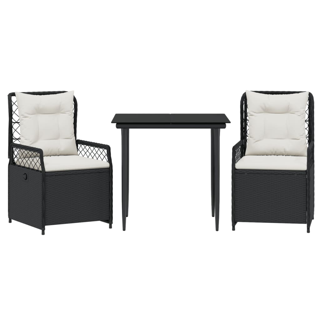 3-delige Tuinset met kussens poly rattan zwart is nu te koop bij PeponiXL, paradijselijk wonen!