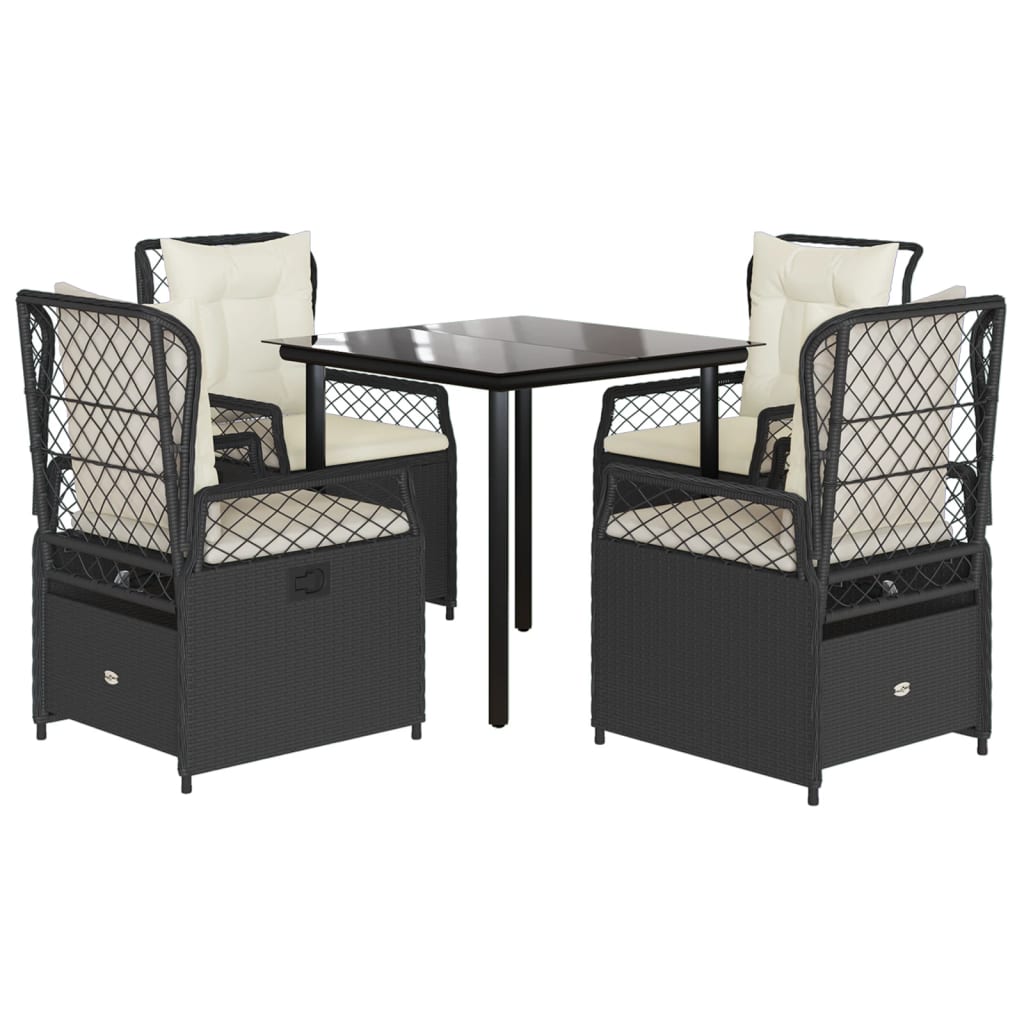 5-delige Tuinset met kussens poly rattan zwart is nu te koop bij PeponiXL, paradijselijk wonen!