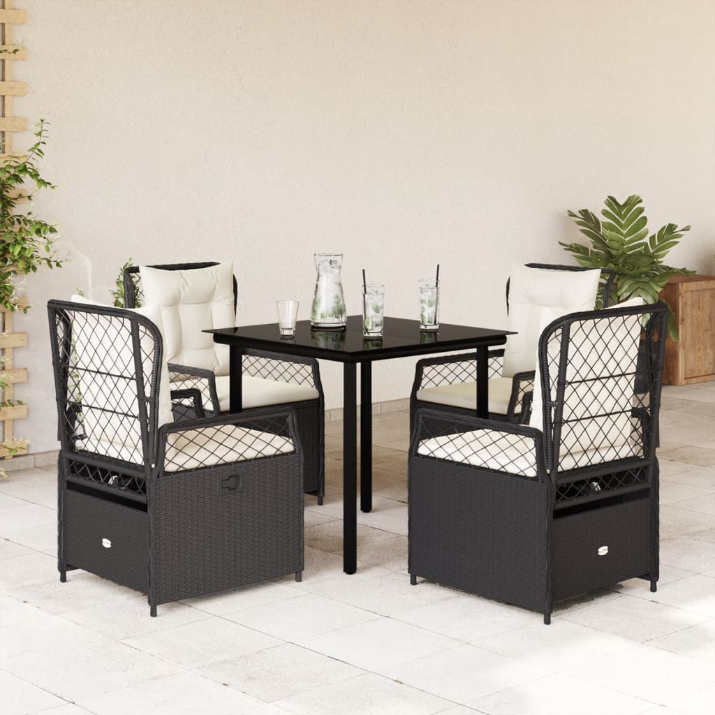 5-delige Tuinset met kussens poly rattan zwart is nu te koop bij PeponiXL, paradijselijk wonen!
