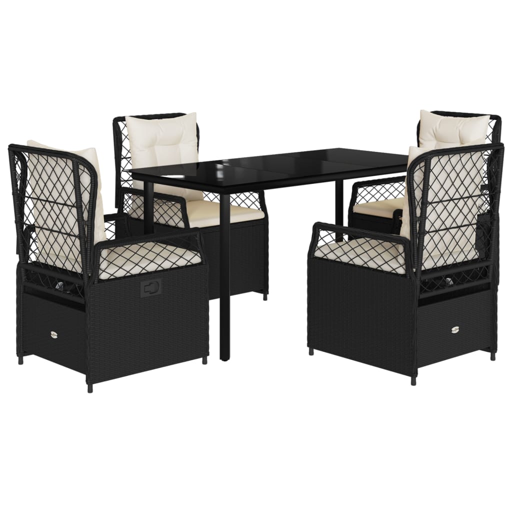 5-delige Tuinset met kussens poly rattan zwart is nu te koop bij PeponiXL, paradijselijk wonen!