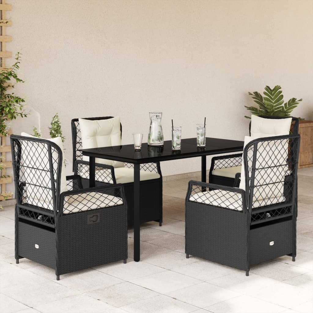 5-delige Tuinset met kussens poly rattan zwart is nu te koop bij PeponiXL, paradijselijk wonen!