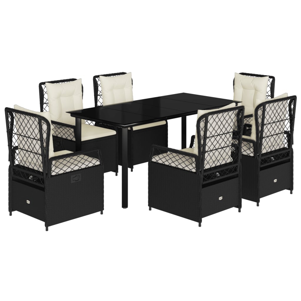 7-delige Tuinset met kussens poly rattan zwart is nu te koop bij PeponiXL, paradijselijk wonen!