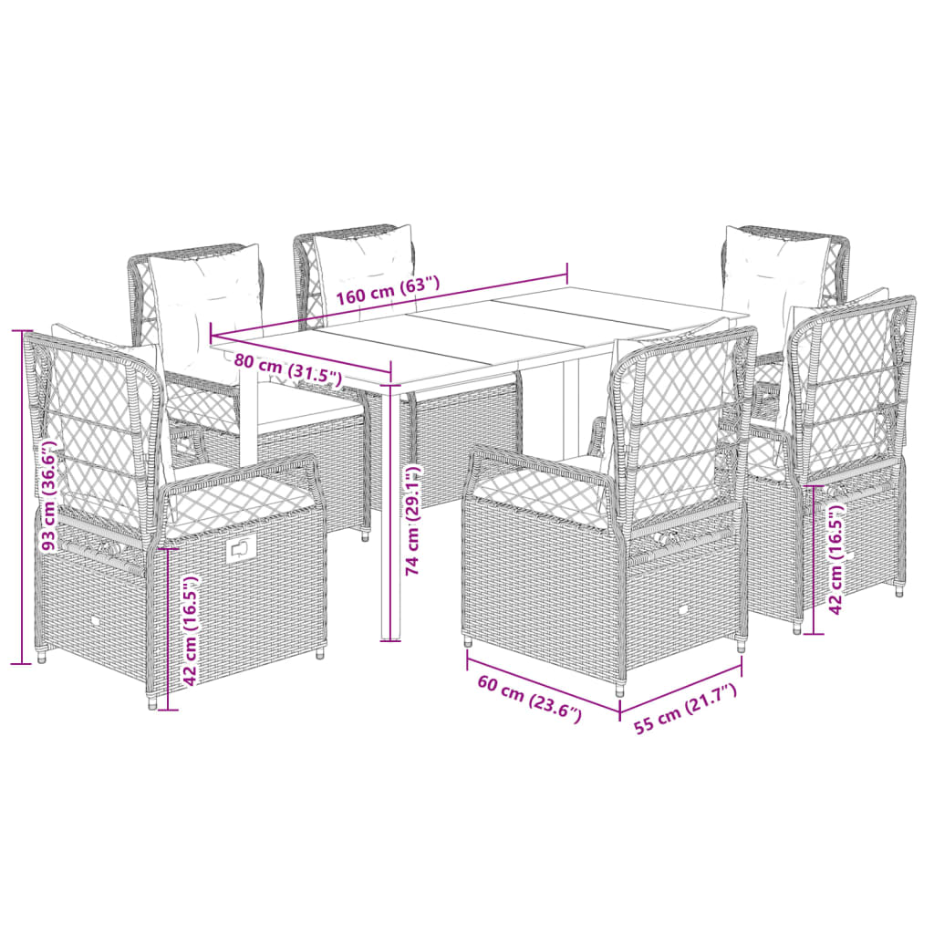 7-delige Tuinset met kussens poly rattan zwart is nu te koop bij PeponiXL, paradijselijk wonen!