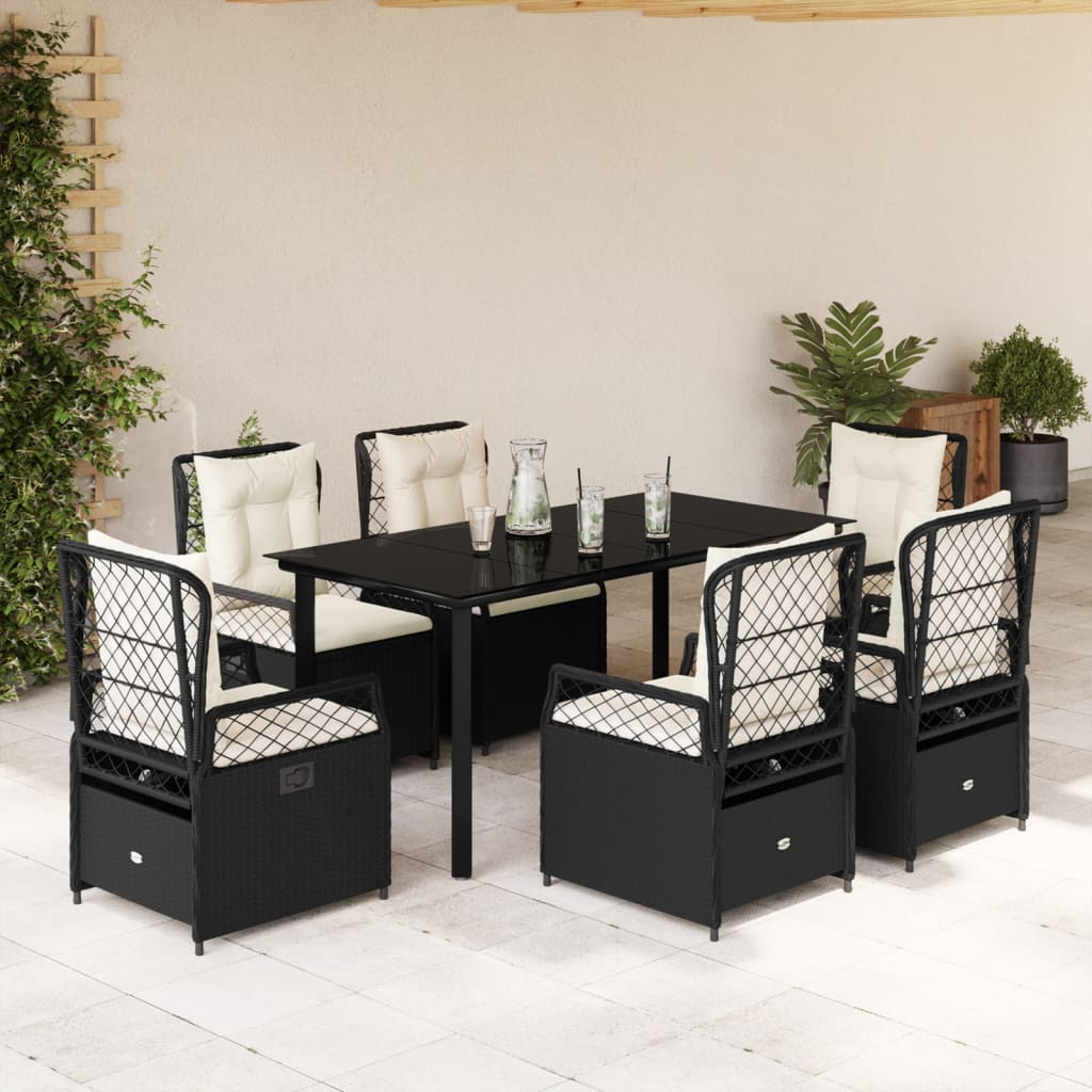 7-delige Tuinset met kussens poly rattan zwart is nu te koop bij PeponiXL, paradijselijk wonen!