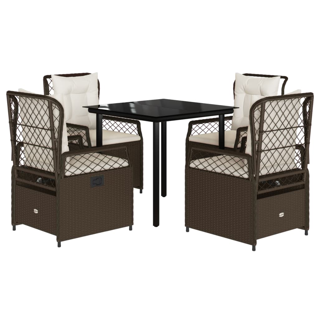 5-delige Tuinset met kussens poly rattan bruin is nu te koop bij PeponiXL, paradijselijk wonen!