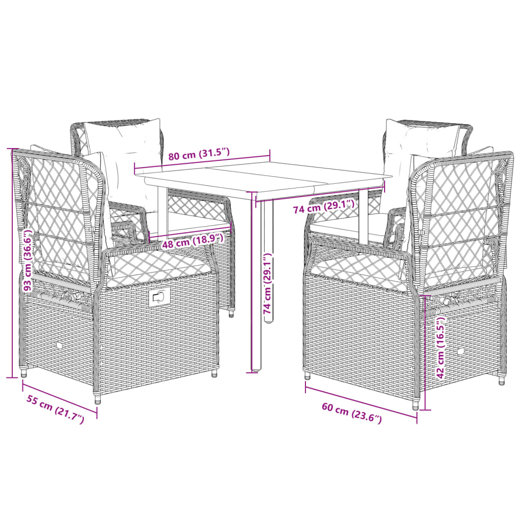 5-delige Tuinset met kussens poly rattan bruin is nu te koop bij PeponiXL, paradijselijk wonen!