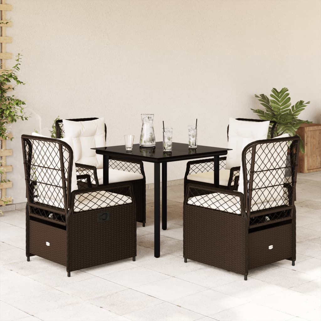 5-delige Tuinset met kussens poly rattan bruin is nu te koop bij PeponiXL, paradijselijk wonen!