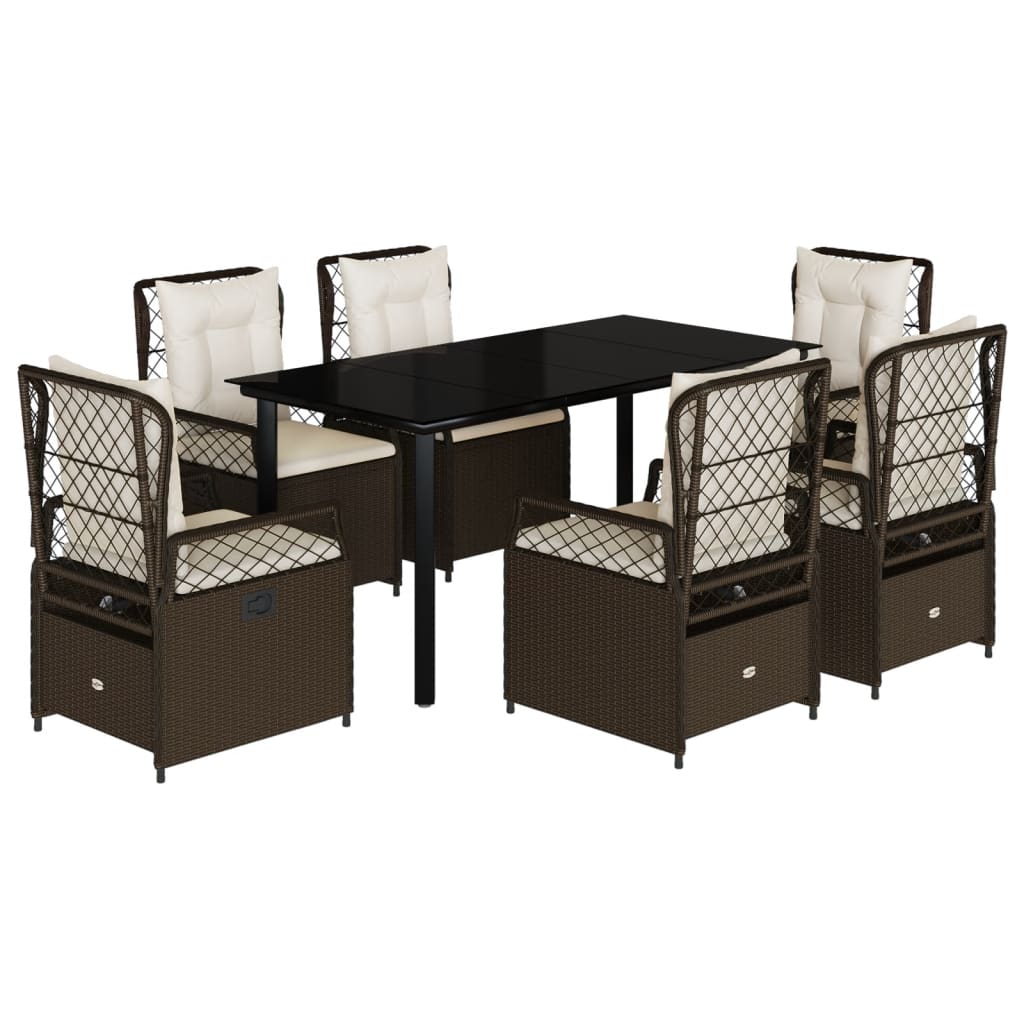 7-delige Tuinset met kussens poly rattan bruin is nu te koop bij PeponiXL, paradijselijk wonen!