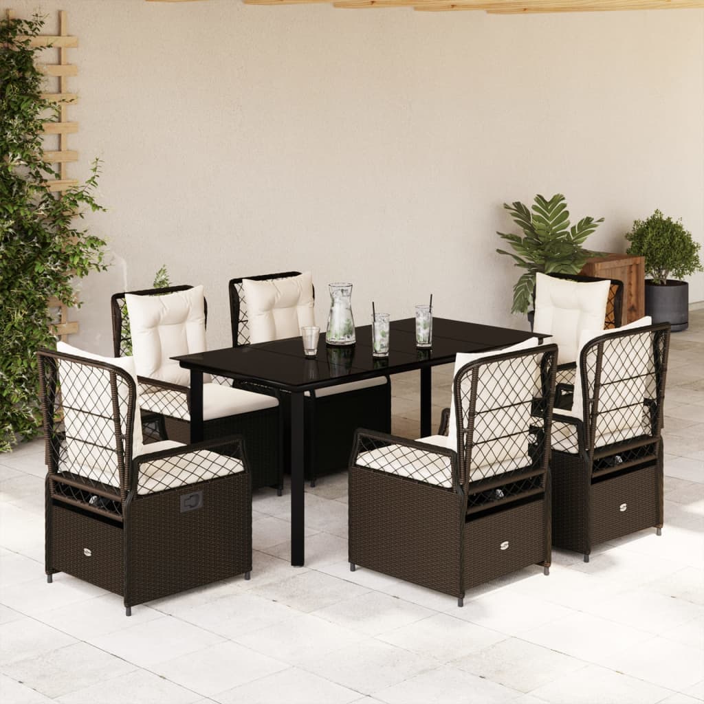 7-delige Tuinset met kussens poly rattan bruin is nu te koop bij PeponiXL, paradijselijk wonen!