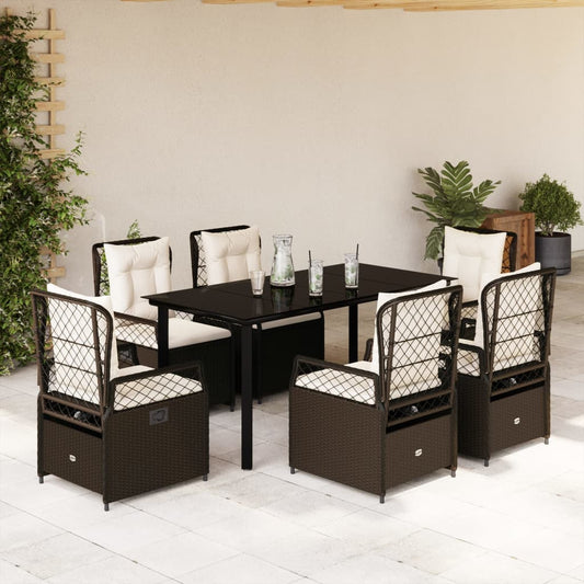 7-delige Tuinset met kussens poly rattan bruin is nu te koop bij PeponiXL, paradijselijk wonen!