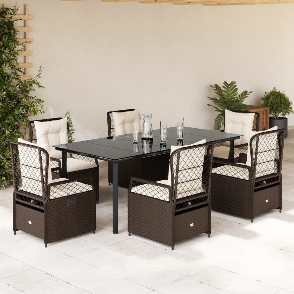 7-delige Tuinset met kussens poly rattan bruin is nu te koop bij PeponiXL, paradijselijk wonen!