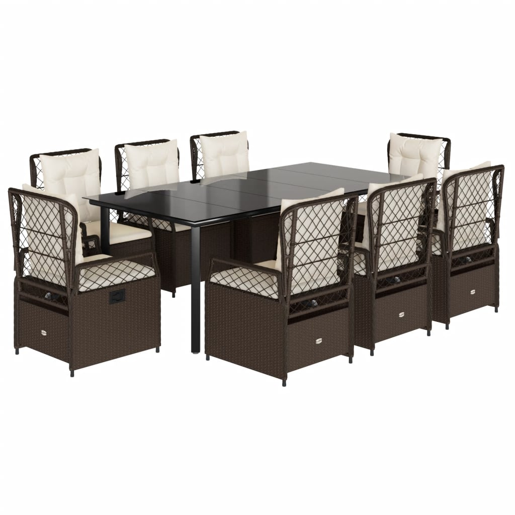9-delige Tuinset met kussens poly rattan bruin is nu te koop bij PeponiXL, paradijselijk wonen!