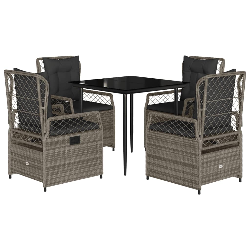 5-delige Tuinset met kussens poly rattan grijs is nu te koop bij PeponiXL, paradijselijk wonen!