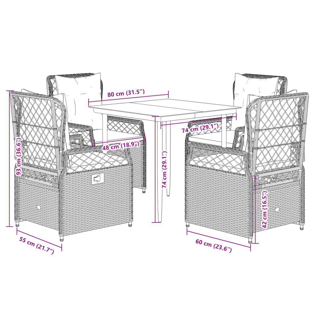 5-delige Tuinset met kussens poly rattan grijs is nu te koop bij PeponiXL, paradijselijk wonen!