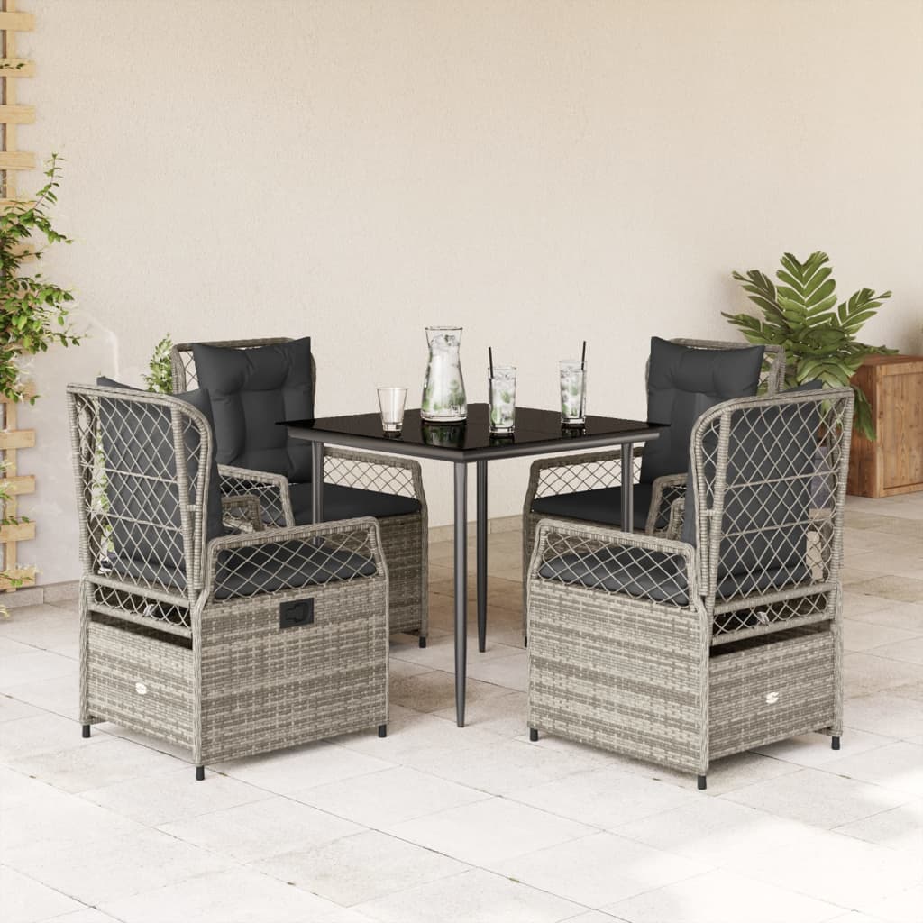 5-delige Tuinset met kussens poly rattan grijs is nu te koop bij PeponiXL, paradijselijk wonen!