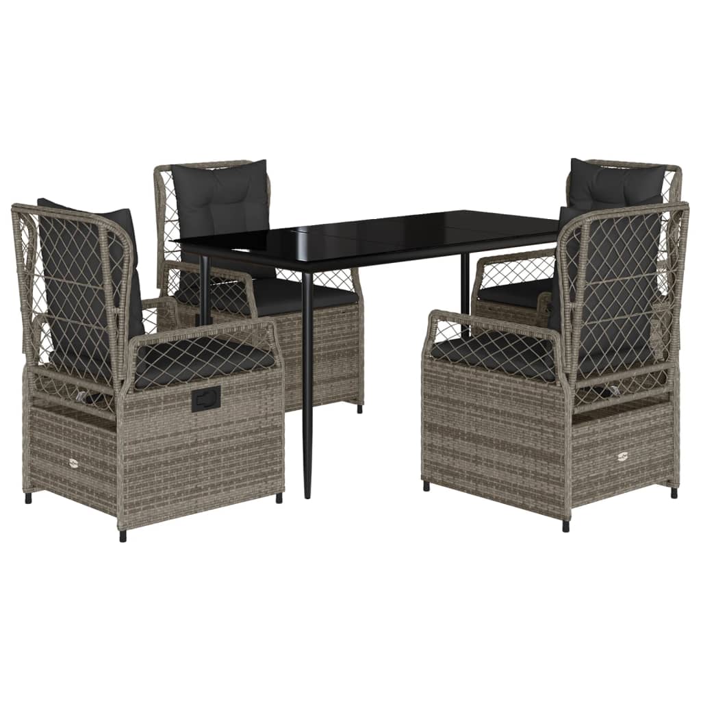 5-delige Tuinset met kussens poly rattan grijs is nu te koop bij PeponiXL, paradijselijk wonen!