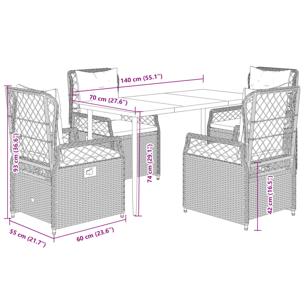5-delige Tuinset met kussens poly rattan grijs is nu te koop bij PeponiXL, paradijselijk wonen!