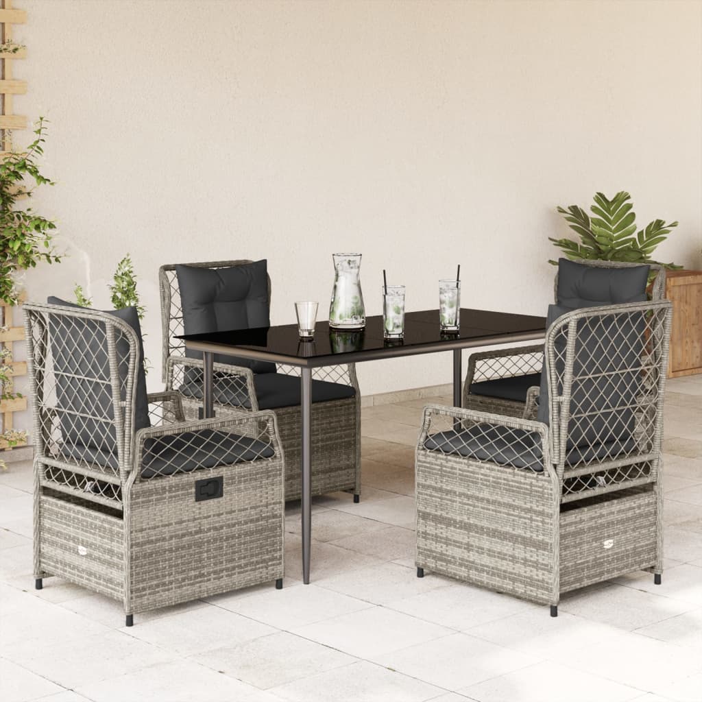 5-delige Tuinset met kussens poly rattan grijs is nu te koop bij PeponiXL, paradijselijk wonen!