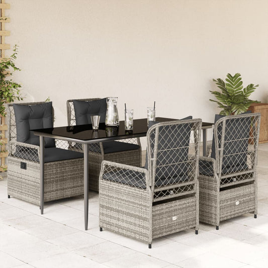 5-delige Tuinset met kussens poly rattan grijs is nu te koop bij PeponiXL, paradijselijk wonen!
