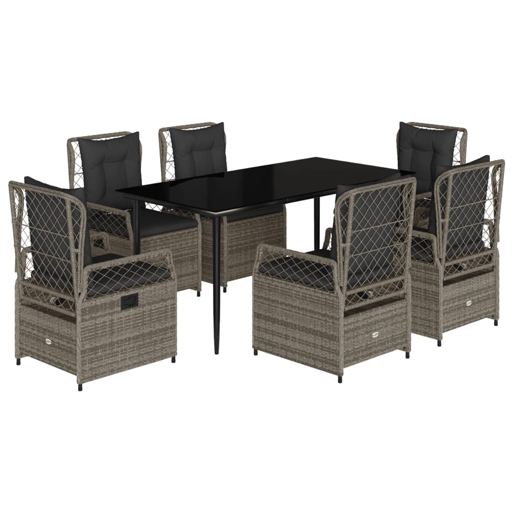 7-delige Tuinset met kussens poly rattan grijs is nu te koop bij PeponiXL, paradijselijk wonen!