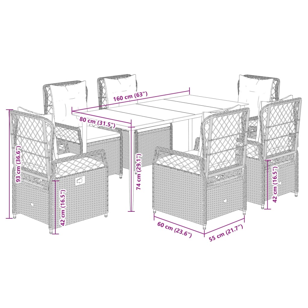 7-delige Tuinset met kussens poly rattan grijs is nu te koop bij PeponiXL, paradijselijk wonen!