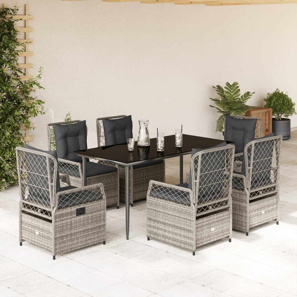 7-delige Tuinset met kussens poly rattan grijs is nu te koop bij PeponiXL, paradijselijk wonen!