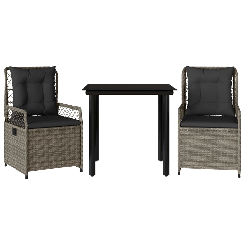 3-delige Tuinset met kussens poly rattan grijs is nu te koop bij PeponiXL, paradijselijk wonen!