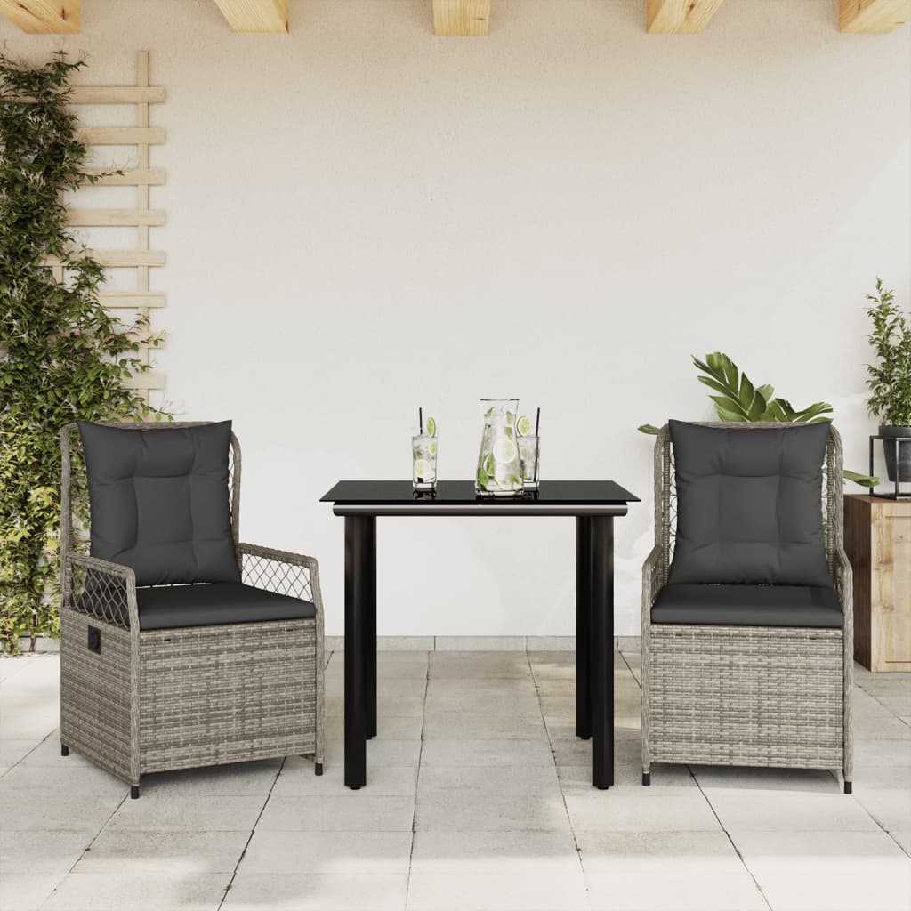 3-delige Tuinset met kussens poly rattan grijs is nu te koop bij PeponiXL, paradijselijk wonen!
