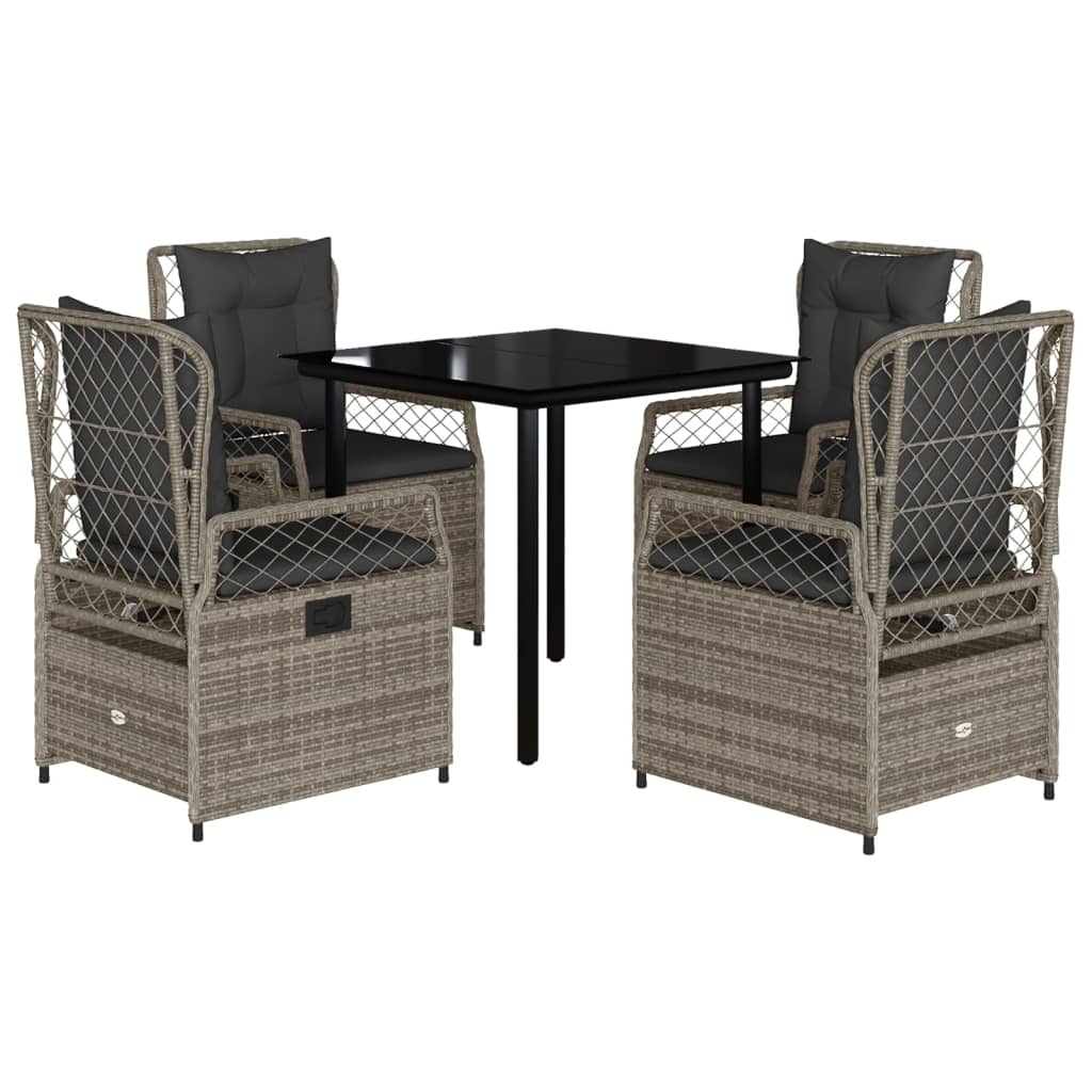 5-delige Tuinset met kussens poly rattan grijs is nu te koop bij PeponiXL, paradijselijk wonen!
