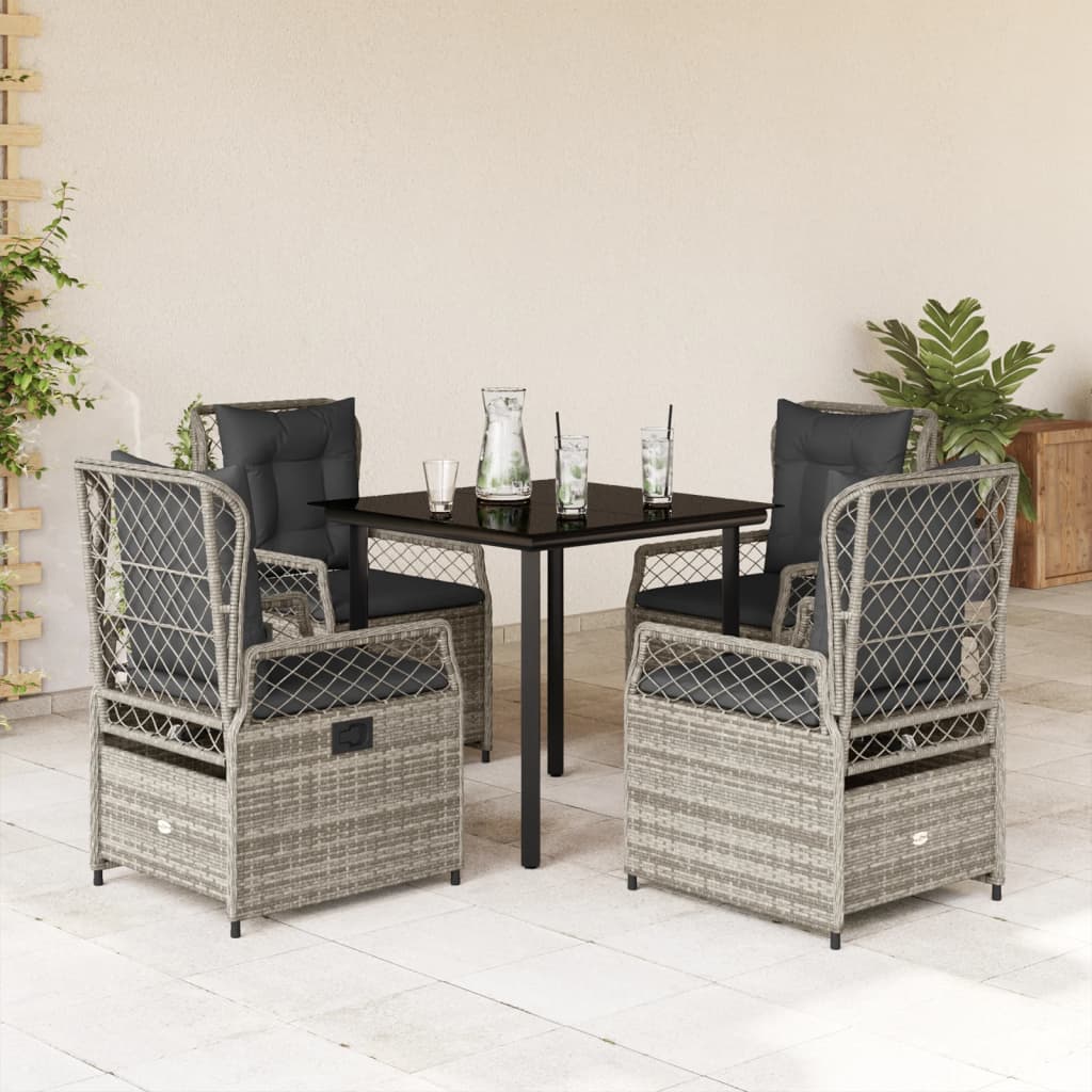 5-delige Tuinset met kussens poly rattan grijs is nu te koop bij PeponiXL, paradijselijk wonen!