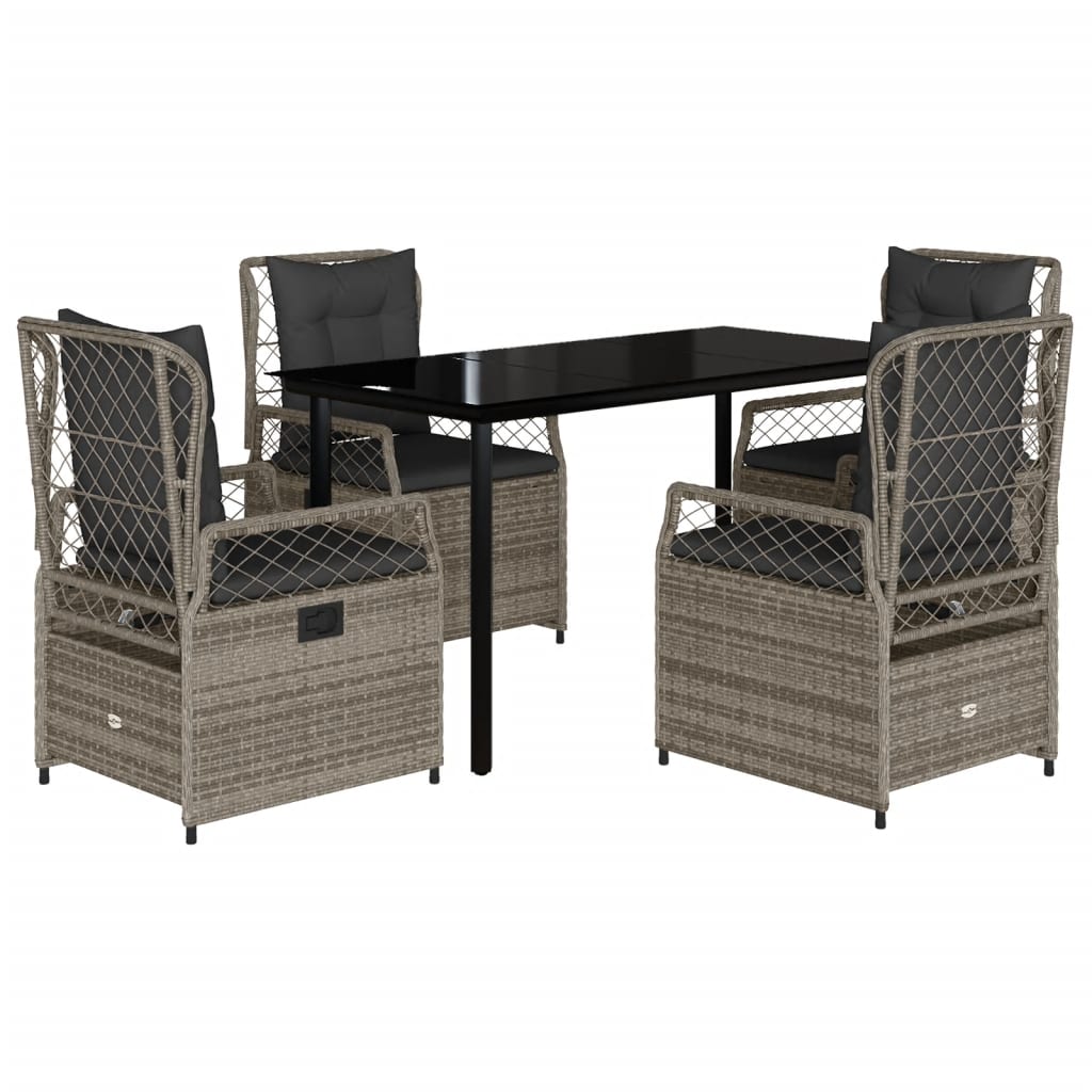 5-delige Tuinset met kussens poly rattan grijs is nu te koop bij PeponiXL, paradijselijk wonen!