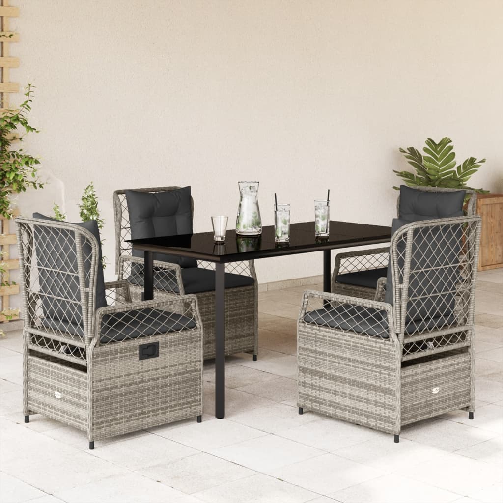 5-delige Tuinset met kussens poly rattan grijs is nu te koop bij PeponiXL, paradijselijk wonen!