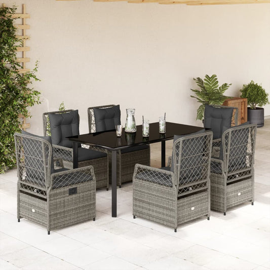 7-delige Tuinset met kussens poly rattan grijs is nu te koop bij PeponiXL, paradijselijk wonen!