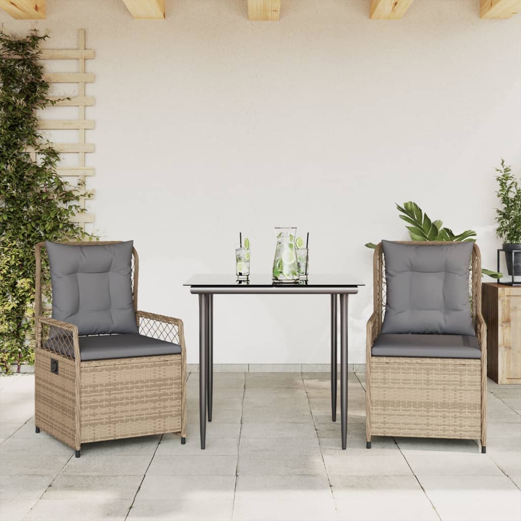 3-delige Tuinset met kussens poly rattan beige is nu te koop bij PeponiXL, paradijselijk wonen!