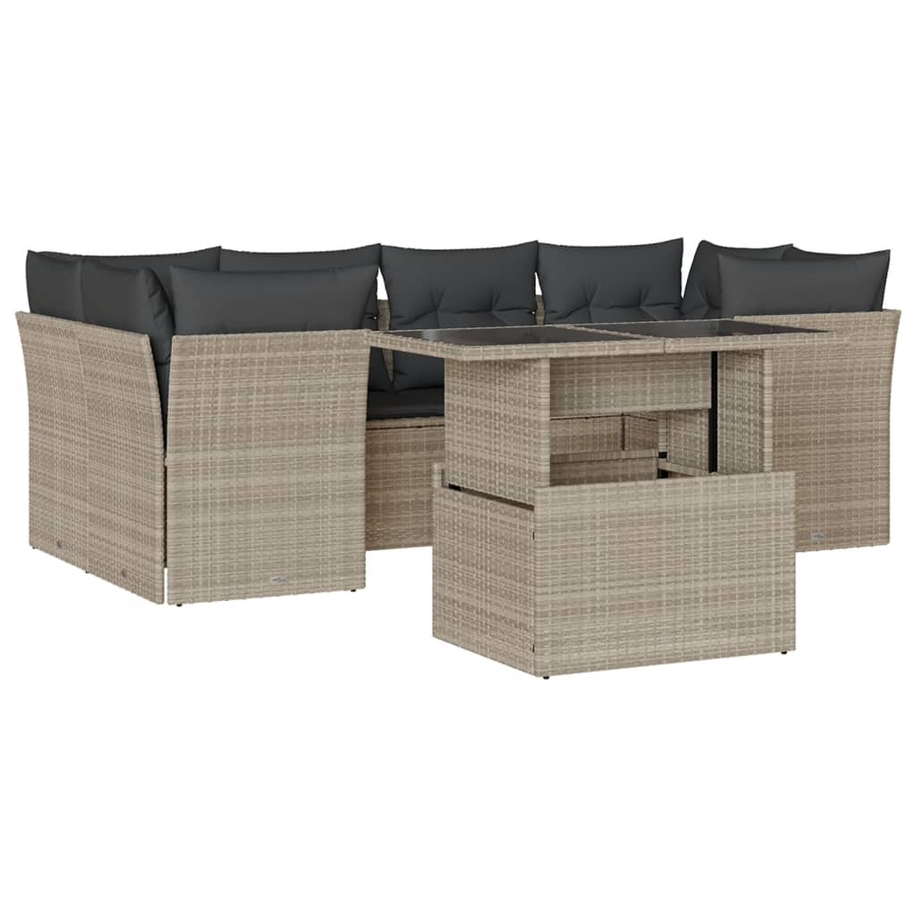 7-delige Loungeset met kussens poly rattan lichtgrijs is nu te koop bij PeponiXL, paradijselijk wonen!