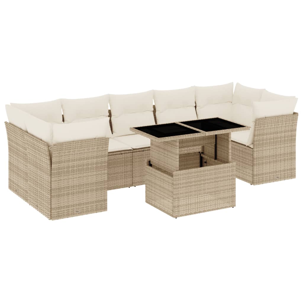 8-delige Loungeset met kussens poly rattan beige is nu te koop bij PeponiXL, paradijselijk wonen!