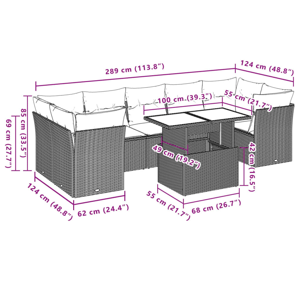 8-delige Loungeset met kussens poly rattan beige is nu te koop bij PeponiXL, paradijselijk wonen!