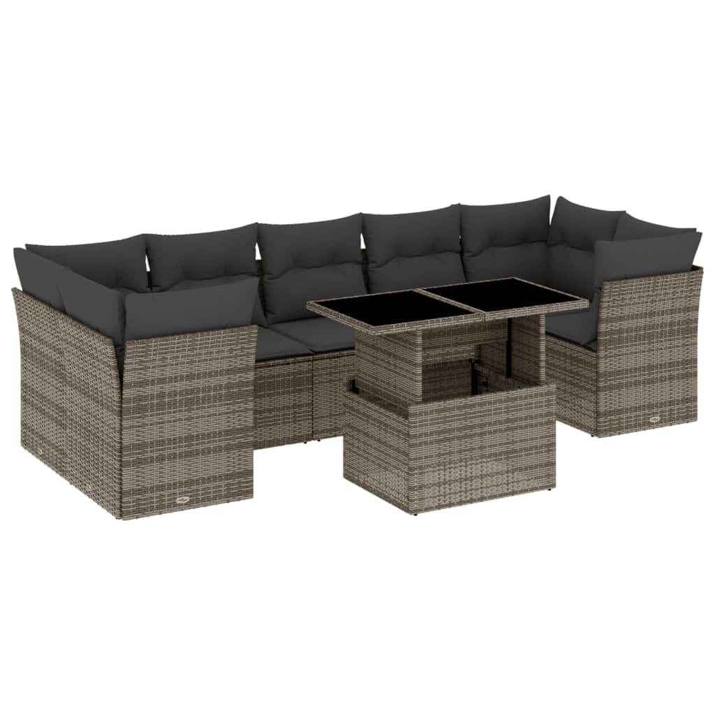 8-delige Loungeset met kussens poly rattan grijs is nu te koop bij PeponiXL, paradijselijk wonen!