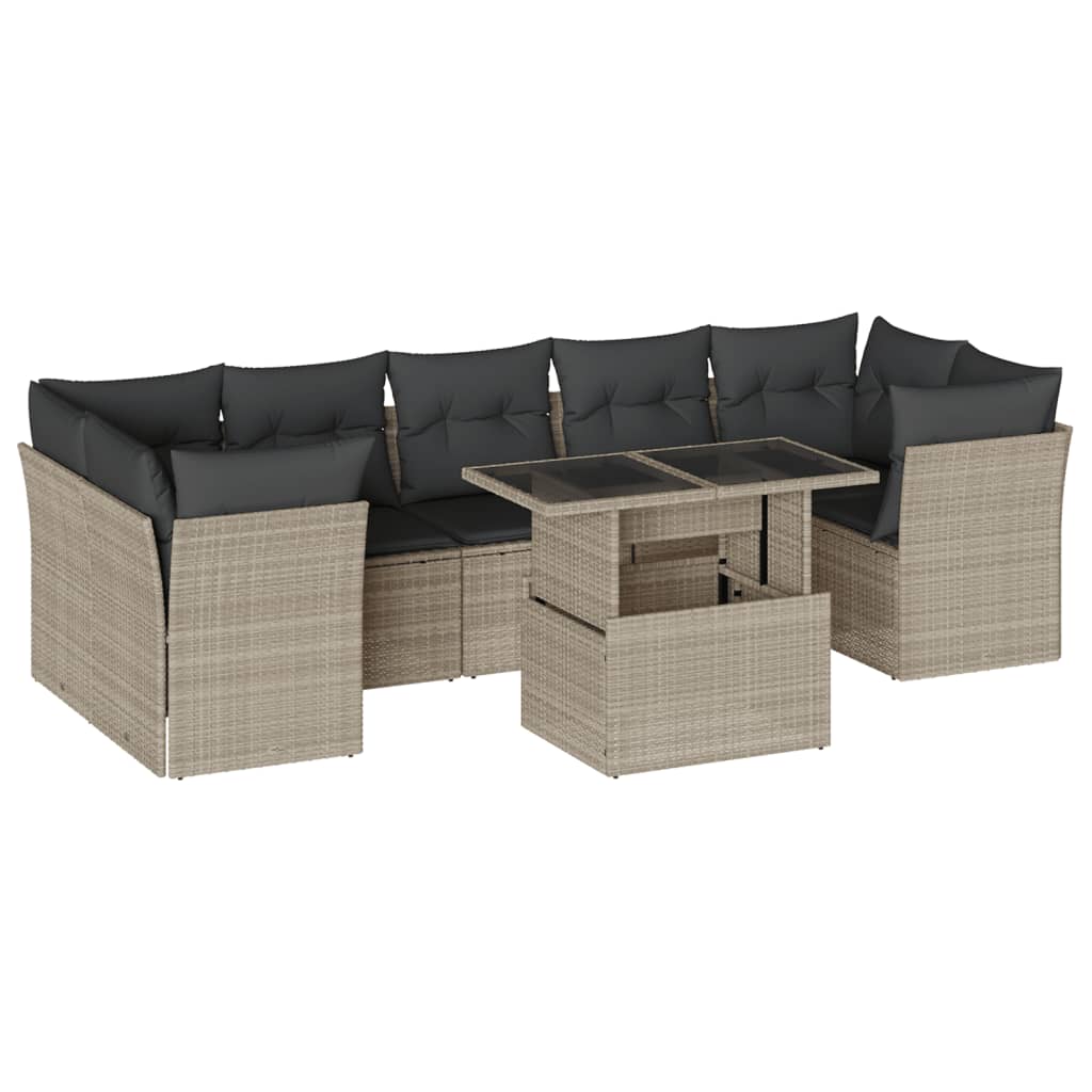 8-delige Loungeset met kussens poly rattan lichtgrijs is nu te koop bij PeponiXL, paradijselijk wonen!