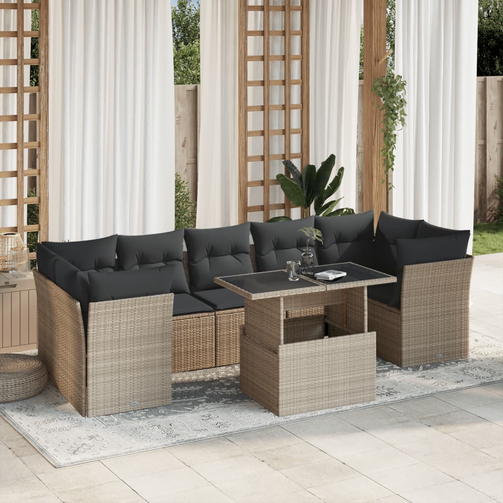 8-delige Loungeset met kussens poly rattan lichtgrijs is nu te koop bij PeponiXL, paradijselijk wonen!