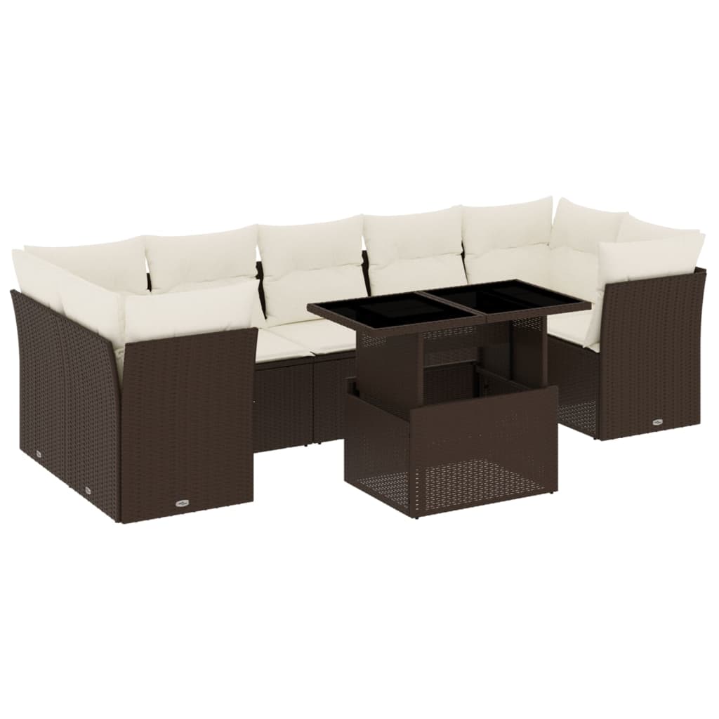 8-delige Loungeset met kussens poly rattan bruin is nu te koop bij PeponiXL, paradijselijk wonen!