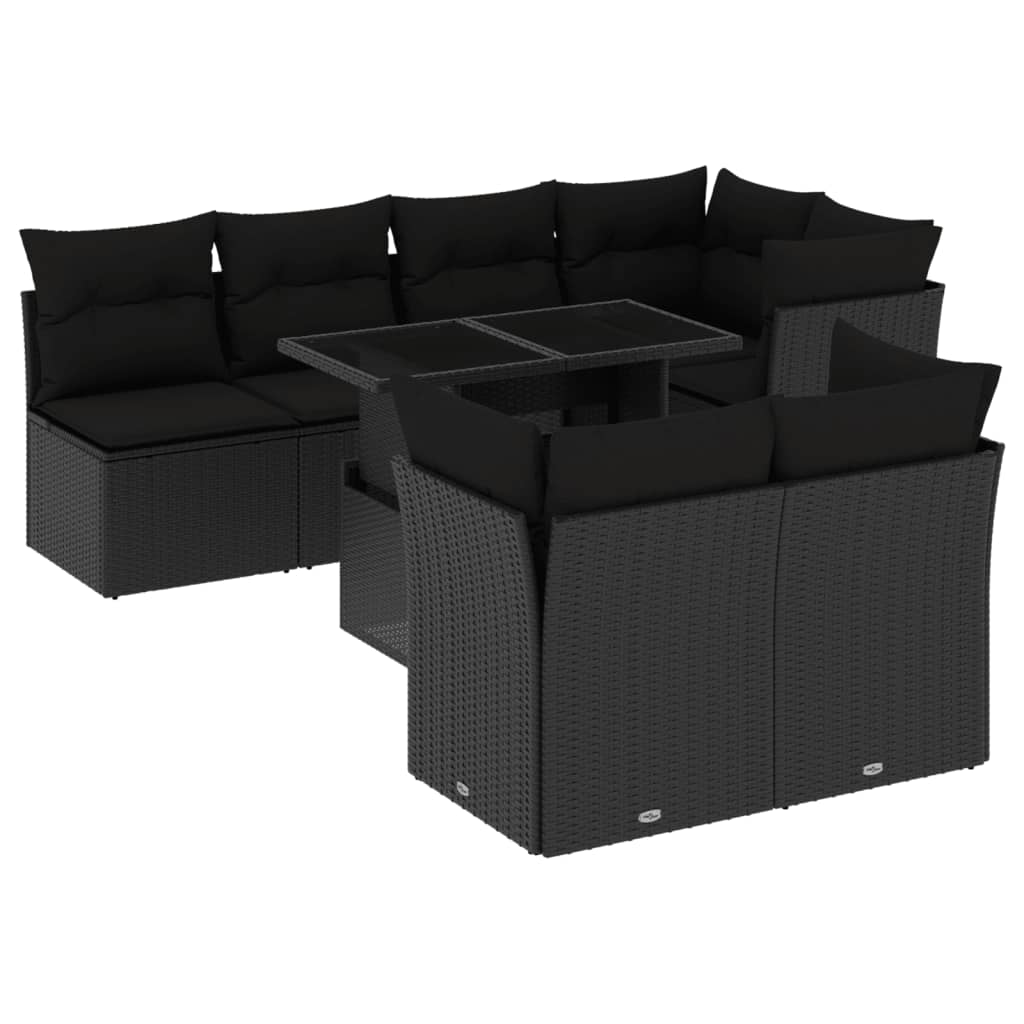 8-delige Loungeset met kussens poly rattan zwart is nu te koop bij PeponiXL, paradijselijk wonen!