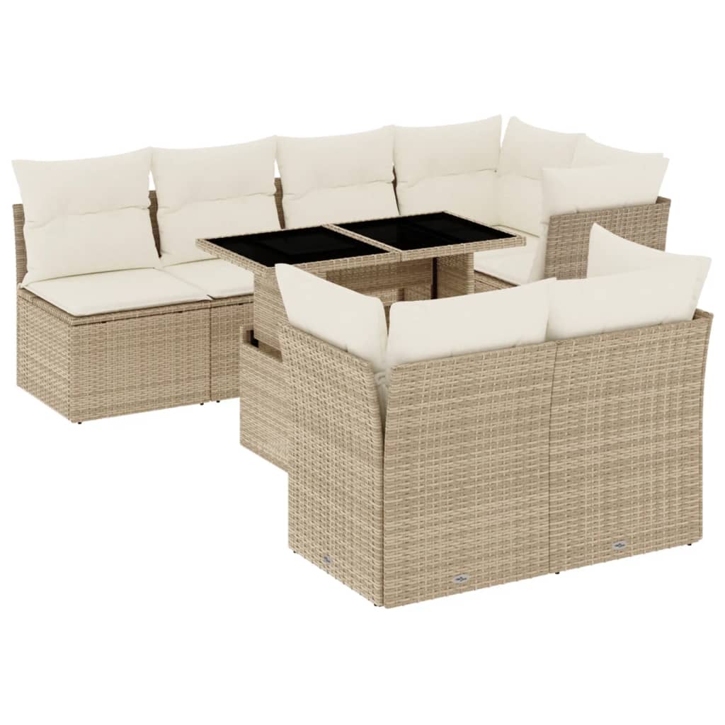 8-delige Loungeset met kussens poly rattan beige is nu te koop bij PeponiXL, paradijselijk wonen!