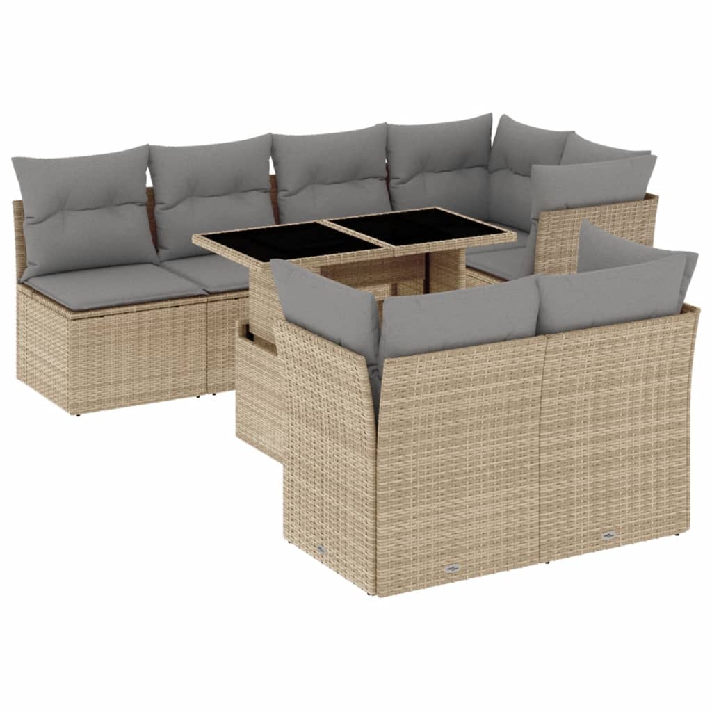 8-delige Loungeset met kussens poly rattan beige is nu te koop bij PeponiXL, paradijselijk wonen!