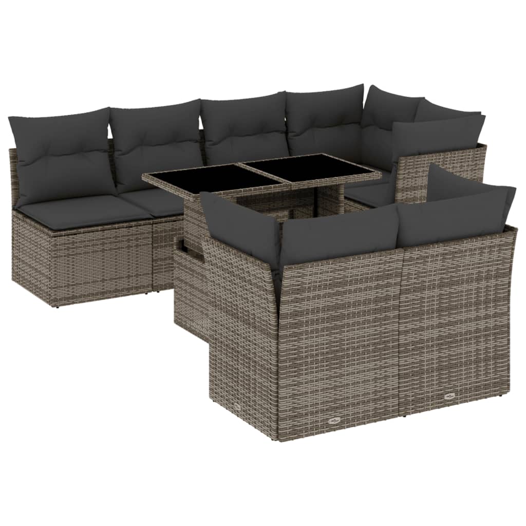 8-delige Loungeset met kussens poly rattan grijs is nu te koop bij PeponiXL, paradijselijk wonen!