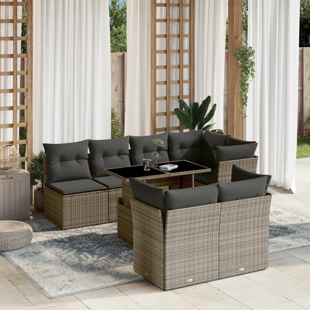 8-delige Loungeset met kussens poly rattan grijs is nu te koop bij PeponiXL, paradijselijk wonen!