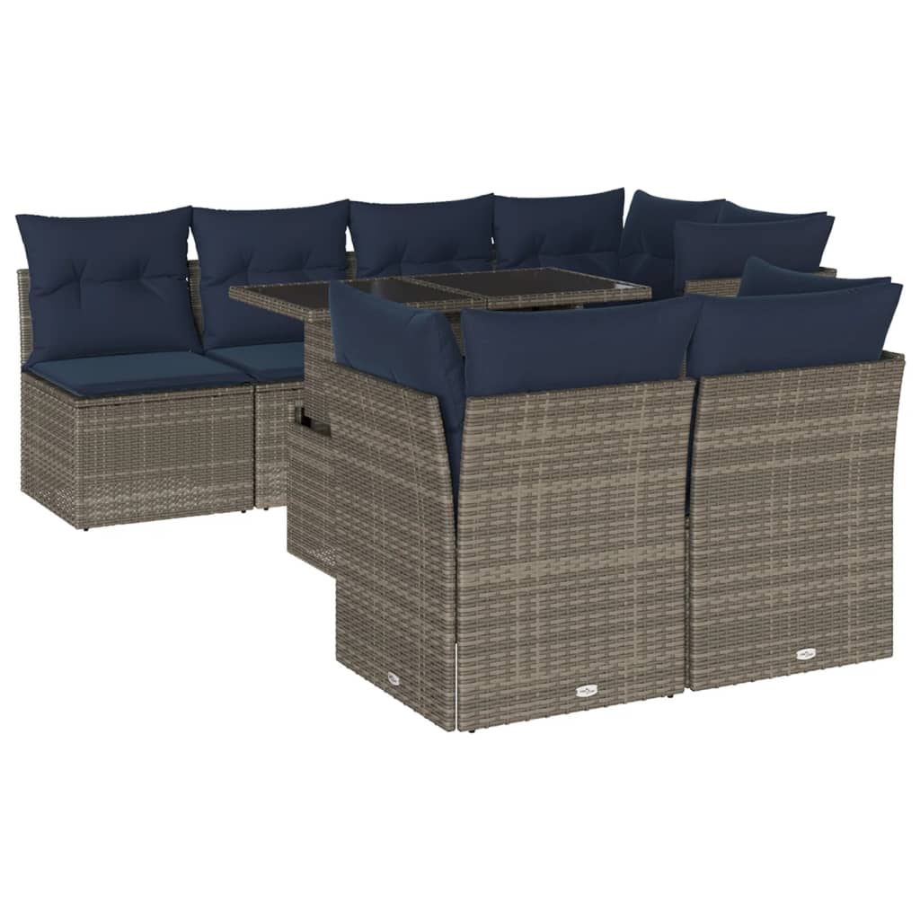 8-delige tuinbankset met kussens, grijs polyrotan is nu te koop bij PeponiXL, paradijselijk wonen!
